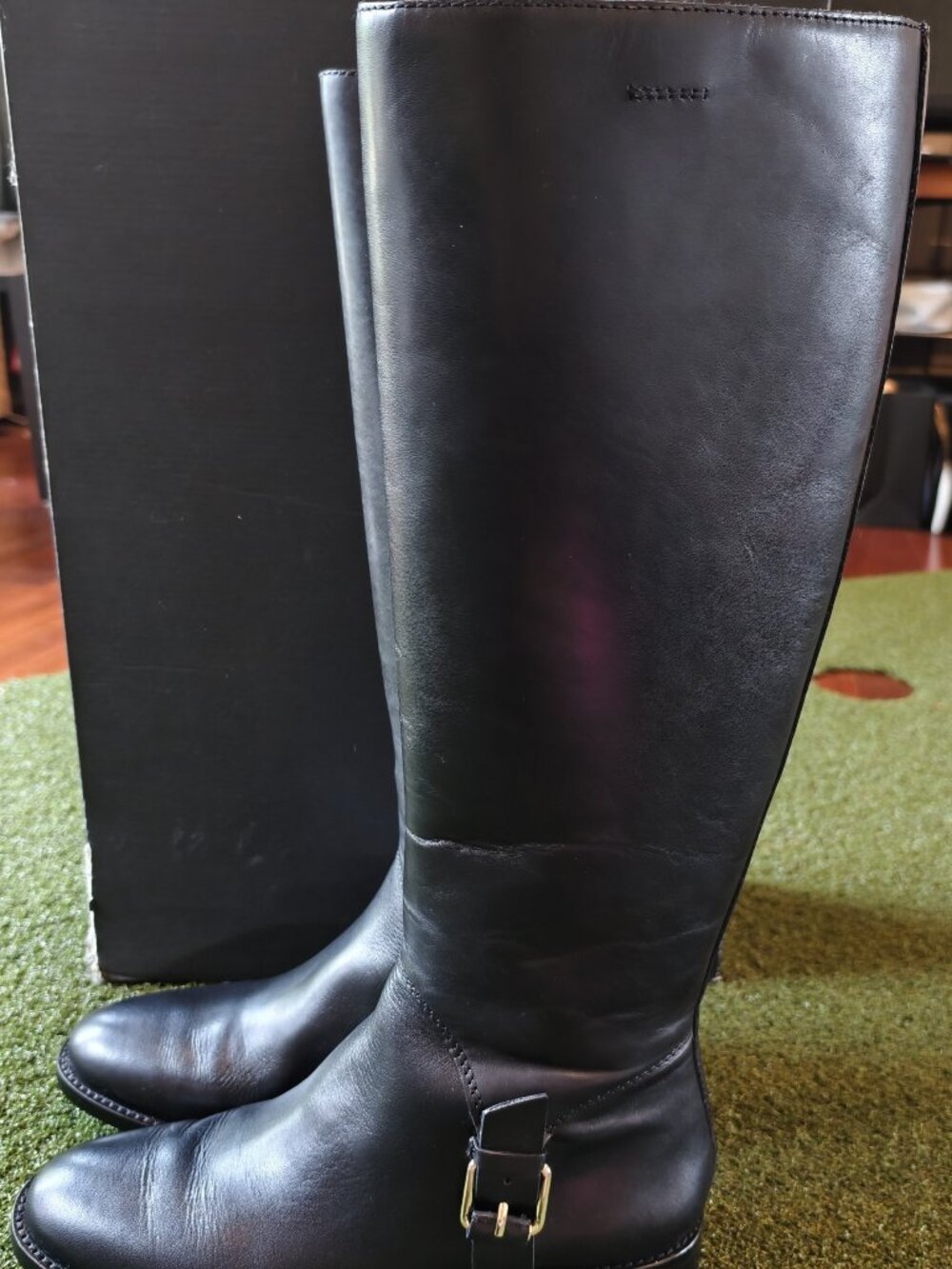 Banana Republic Riding Boots Black Leather Knee High Size 6.5